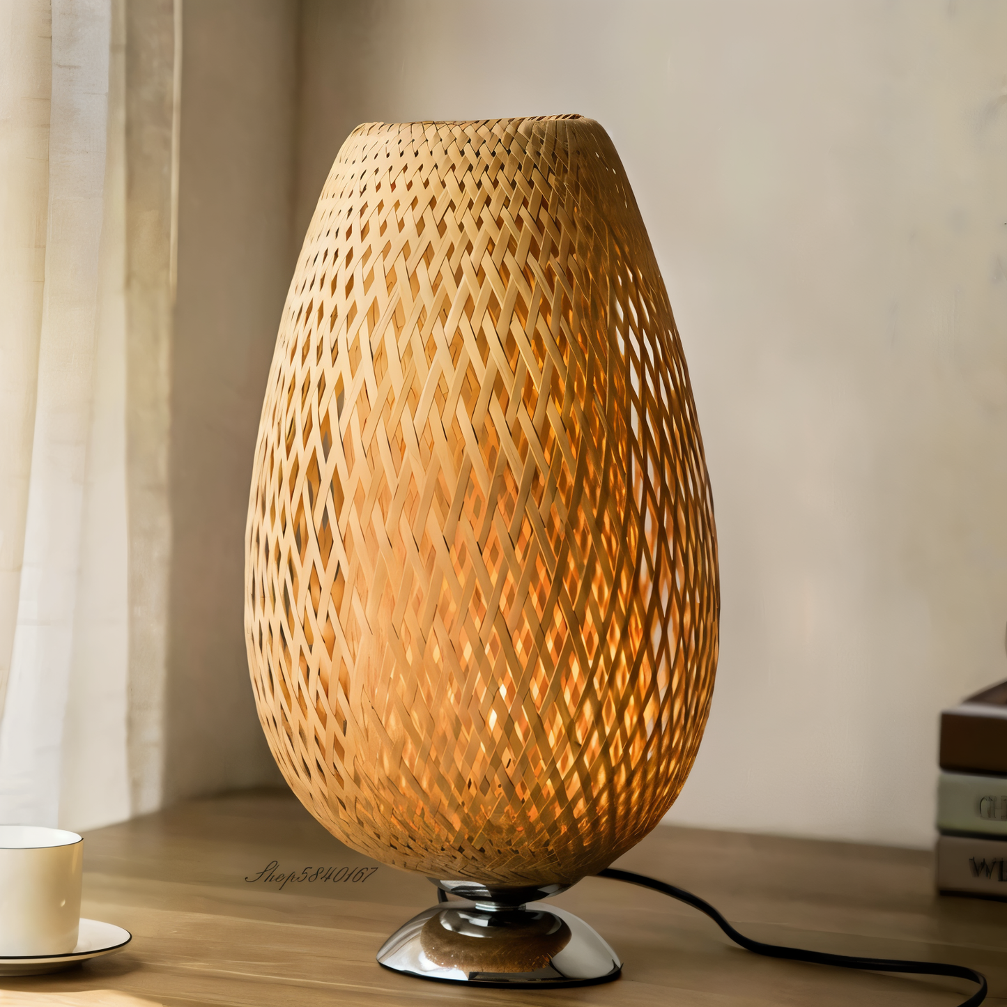 Skorter | NatureHue – Vintage Bamboo Table Lamp – Creative Woven Rattan Desk Light