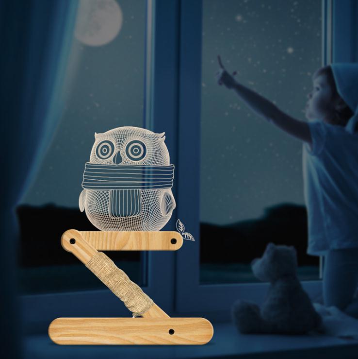 Skorter | New Dog Foldable 3d Lamp Bedroom Children's Room Christmas Gift 3d Nightstand Lamps For Bedroom Korean Desk Lamp