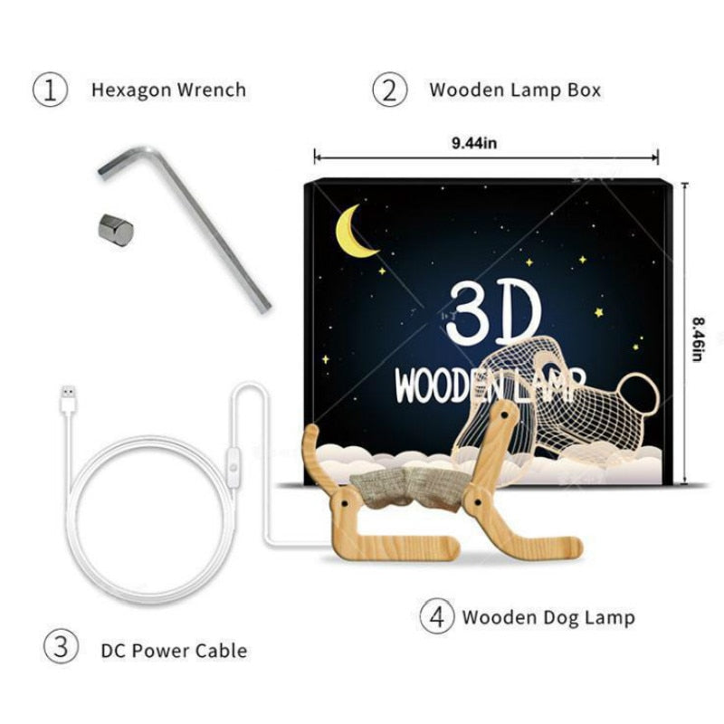 Skorter | New Dog Foldable 3d Lamp Bedroom Children's Room Christmas Gift 3d Nightstand Lamps For Bedroom Korean Desk Lamp