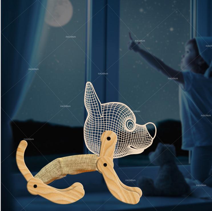 Skorter | New Dog Foldable 3d Lamp Bedroom Children's Room Christmas Gift 3d Nightstand Lamps For Bedroom Korean Desk Lamp