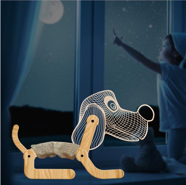 Skorter | New Dog Foldable 3d Lamp Bedroom Children's Room Christmas Gift 3d Nightstand Lamps For Bedroom Korean Desk Lamp