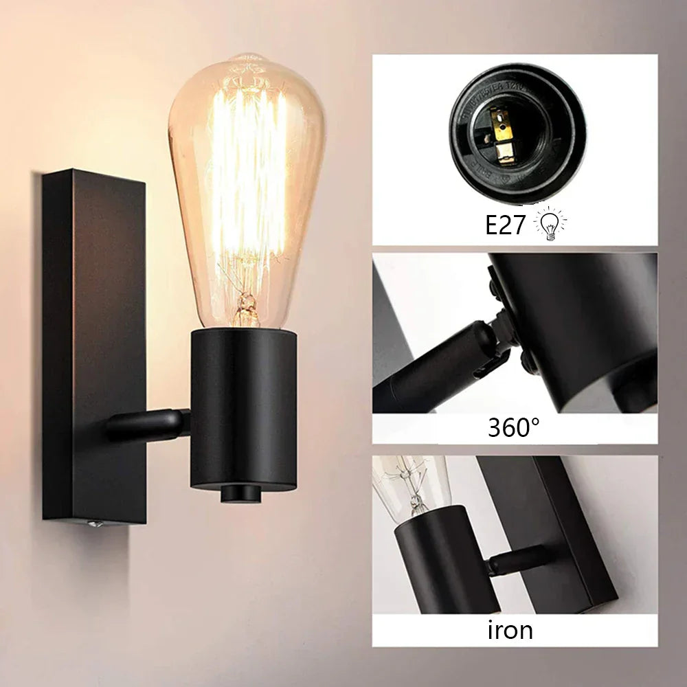 Skorter | RetroCharm - Industrial Vintage Wall Lamp with E27 Socket for Bedroom & Living Room