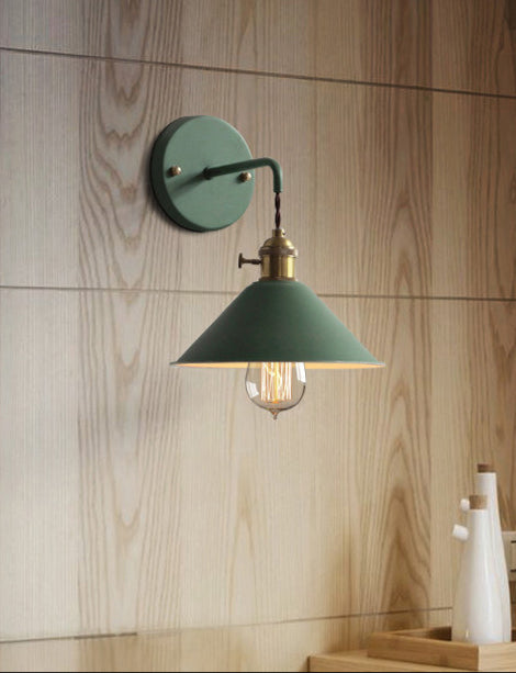 Skorter | Nordic Industrial Cone Sage Green Wall Lamp