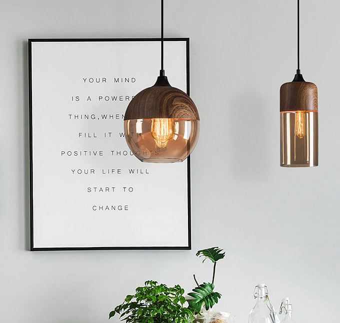 Skorter | Nordic Trelux pendant lamp with tea-colored glass shade