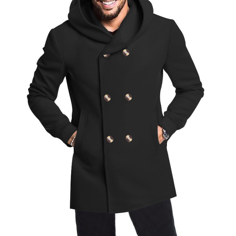 Men's Stylish Double-Breasted Jacket with Hood Skorter