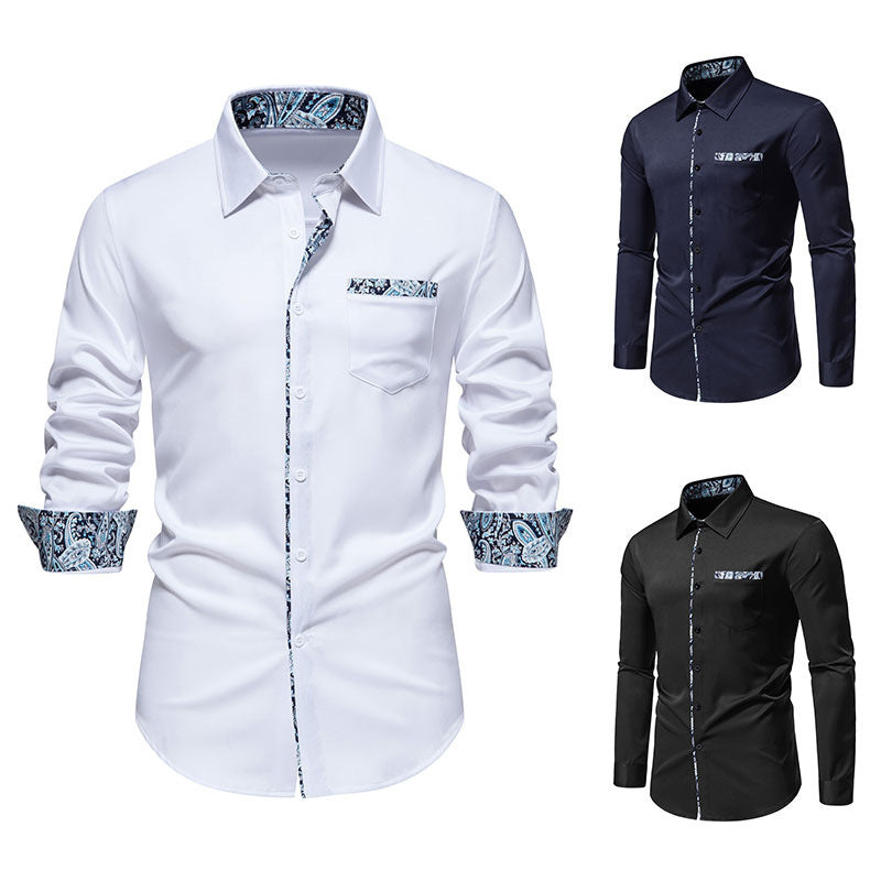 Men's Long Sleeve Shirt with Modern Paisley Design Skorter