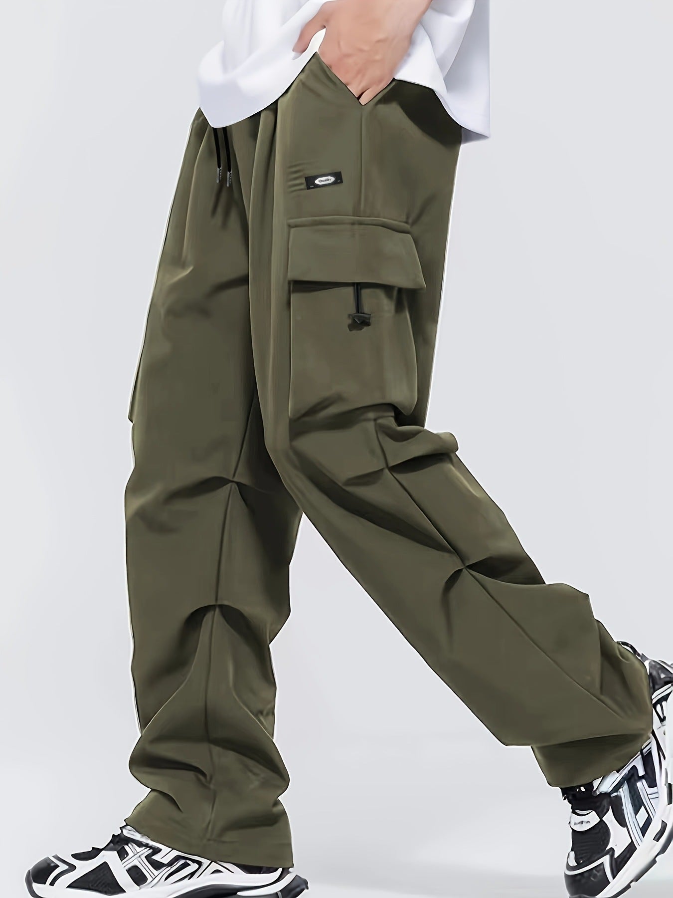 Herr cargobyxor med multifunktionella fickor och justerbar midja Skorter