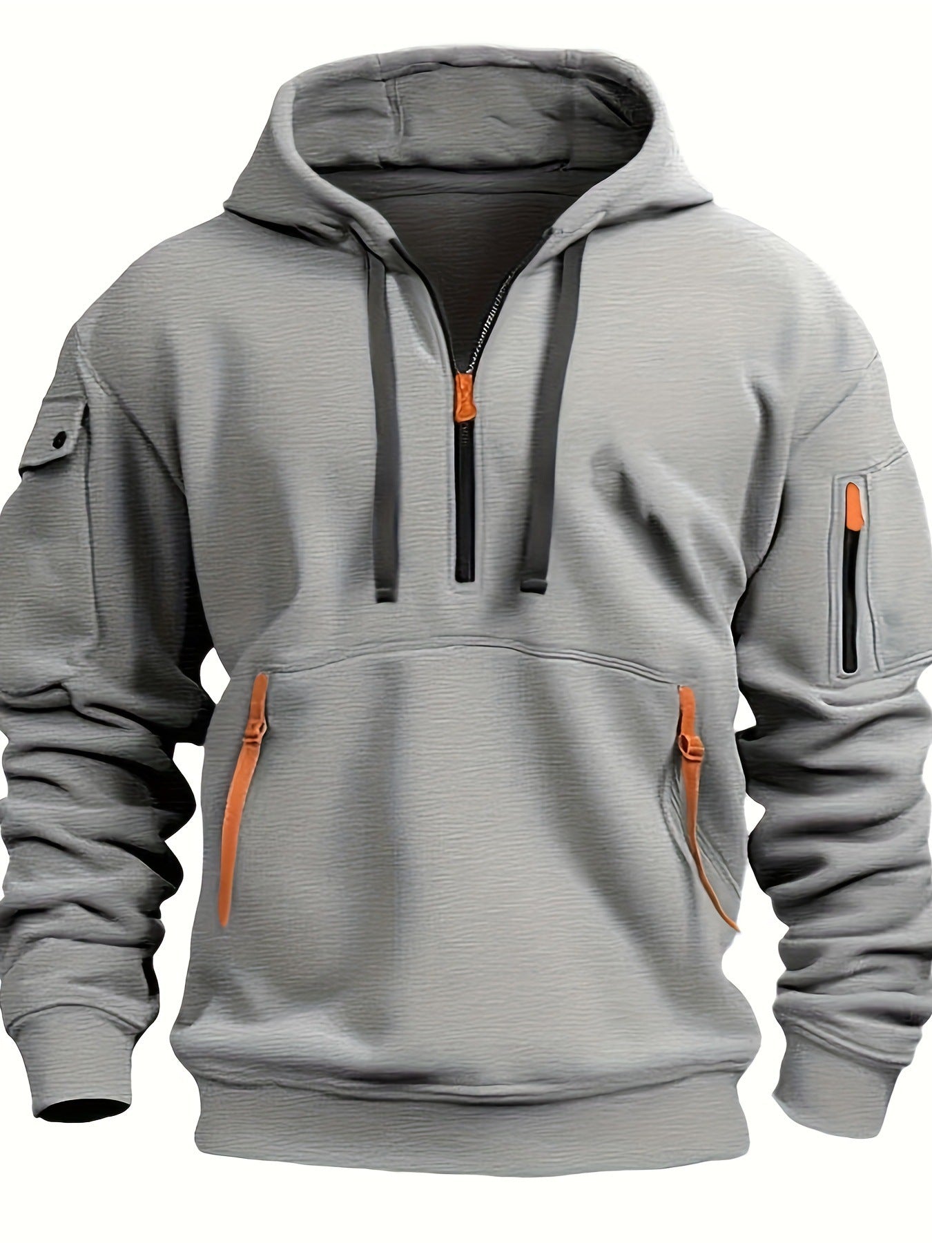 Men's Practical Hoodie with Side Zipper and Versatile Pockets Skorter