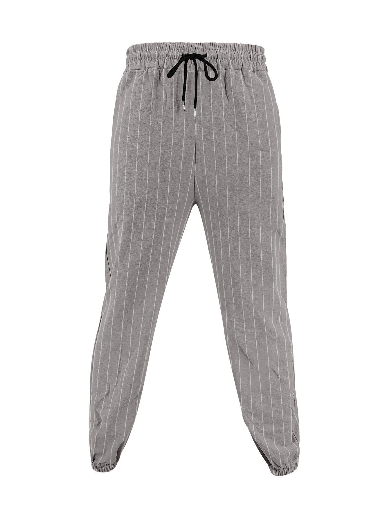 Men's elegant leisure pants with elastic waistband and side stripes Skorter