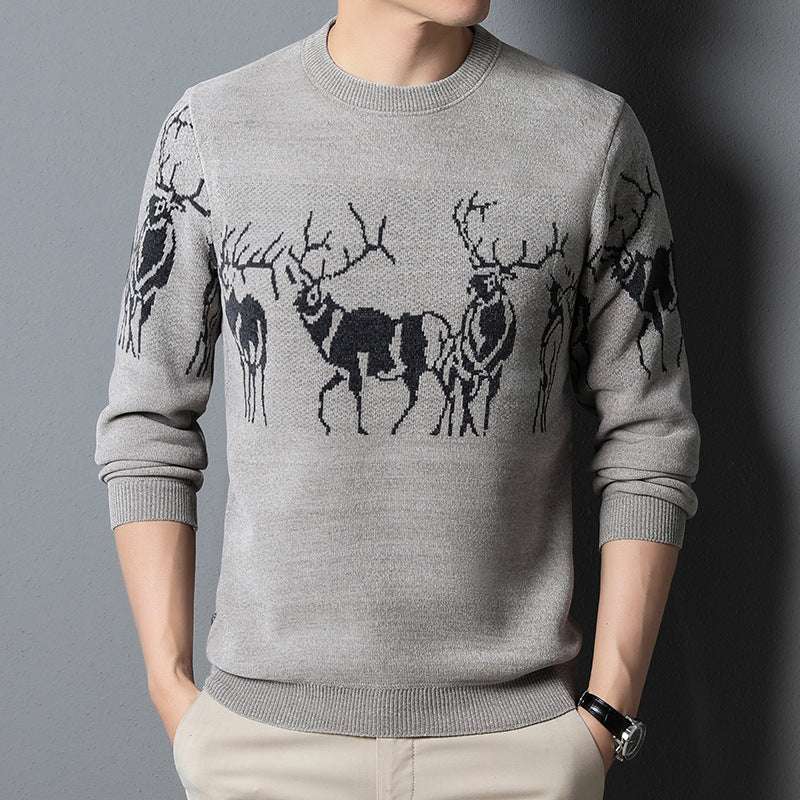 Men's knitted sweater with detailed reindeer motif Skorter