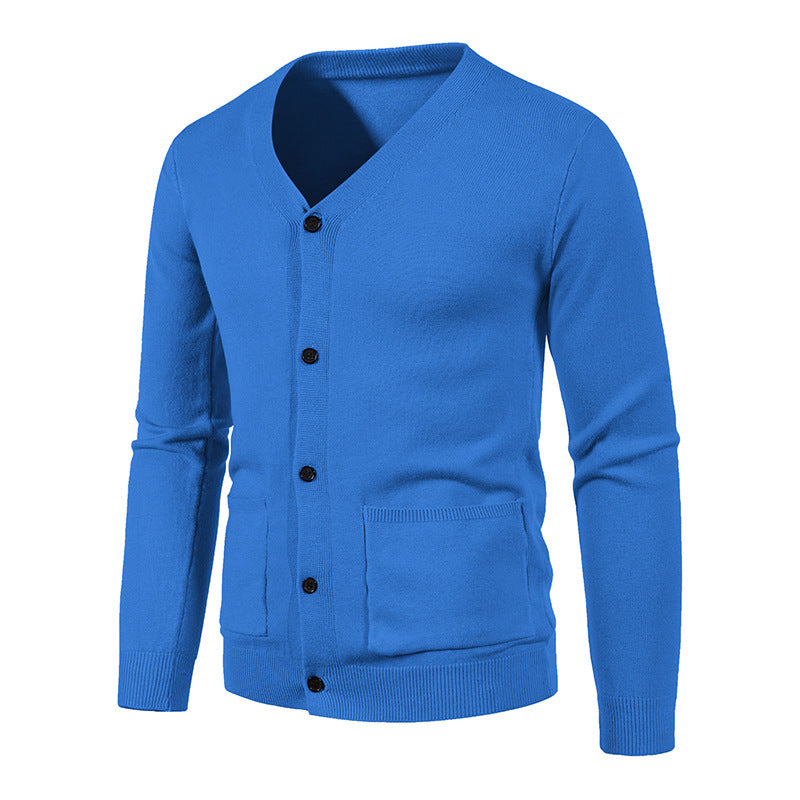Men's stylish cardigan with V-neck and practical pockets Skorter