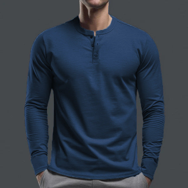 Men's Long Sleeve Shirt with Button Placket made of Comfortable Cotton Blend Skorter