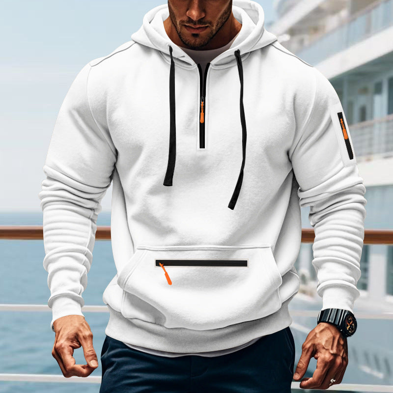 Men's sporty hoodie with practical two-way zipper and side pockets Skorter