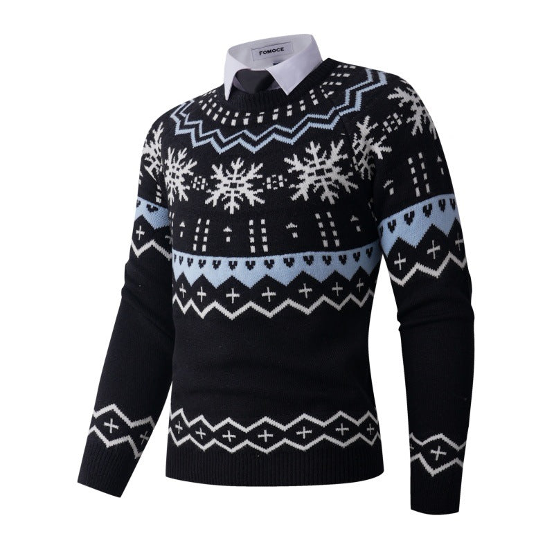 Men's stylish knit sweater with creative snow pattern Skorter