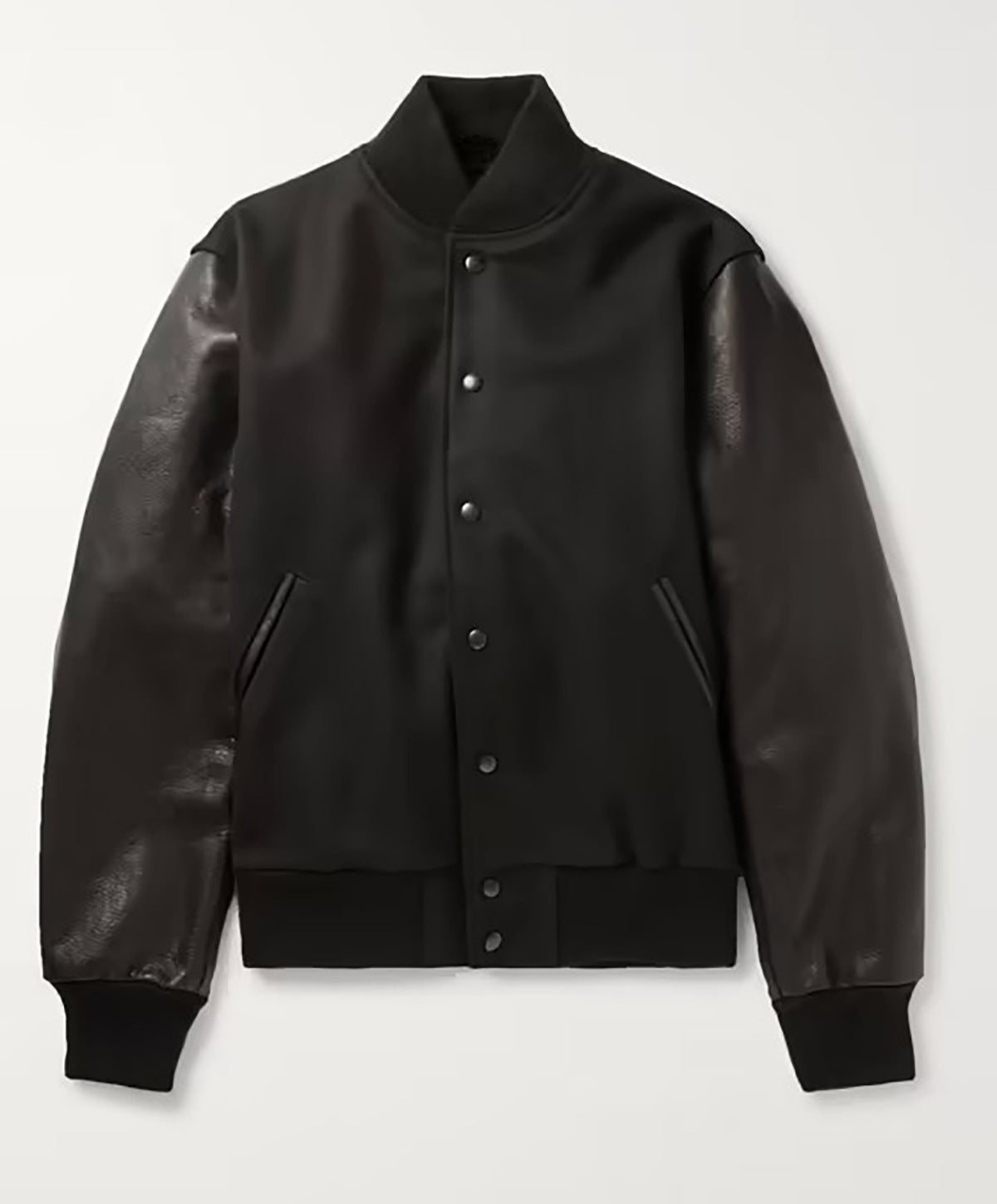 Men's stylish college jacket with leather sleeves Skorter