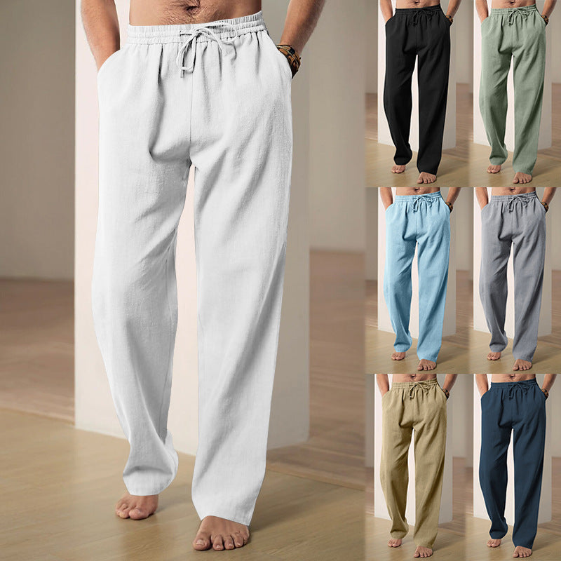 Mens Comfortable Summer Leisure Pants with Elastic Waistband Skorter