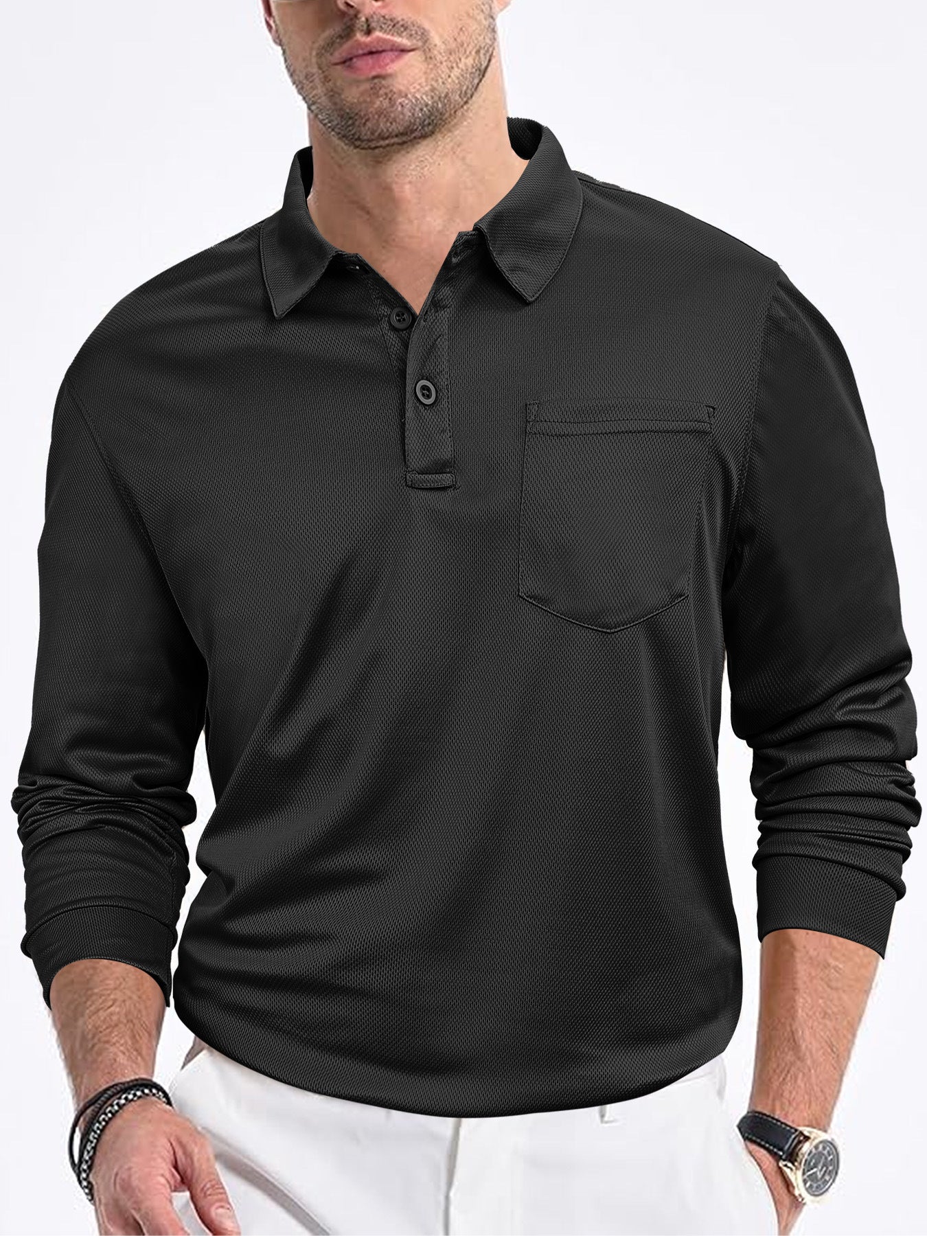 Men's polo shirt with modern structured design and practical chest pocket Skorter