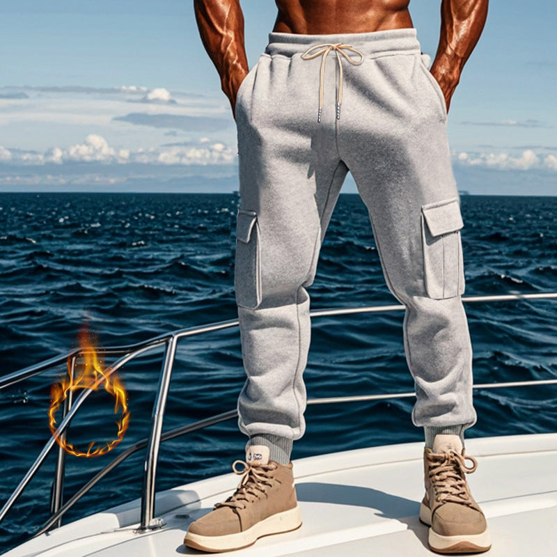 Men's Sporty Cargo Jogging Pants with Elastic Waistband and Practical Pockets Skorter