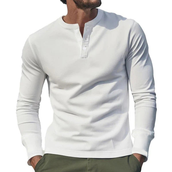 Men's Long Sleeve Shirt with Button Placket made of Comfortable Cotton Blend Skorter