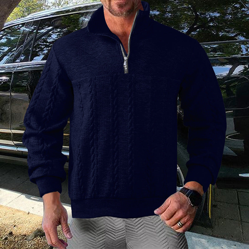 Men's zip sweater with textured design Skorter