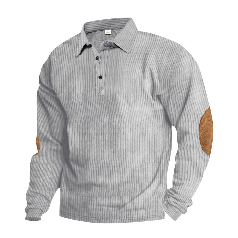 Men's Long Sleeve Shirt with Textured Surface and Trendy Leather Applications Skorter