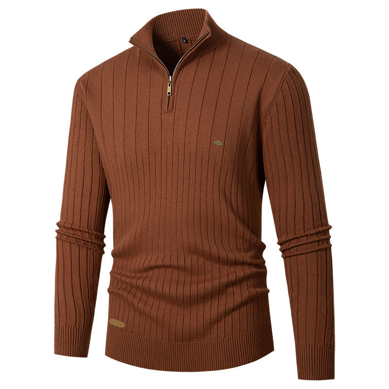 Men's sweater with stand-up collar and fine knit Skorter