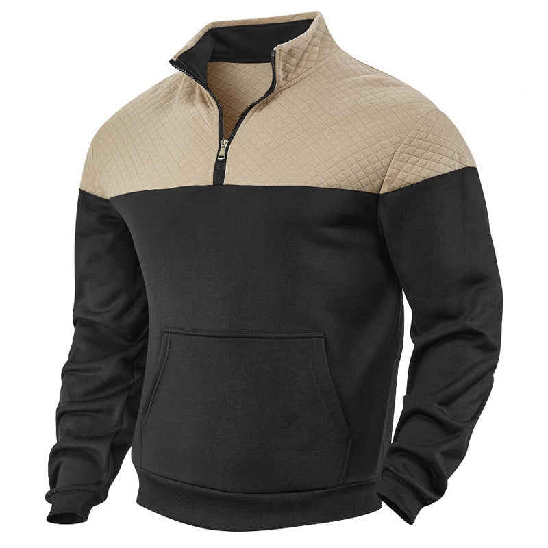 Men's sporty stand-up collar pullover with zipper and textured upper material Skorter