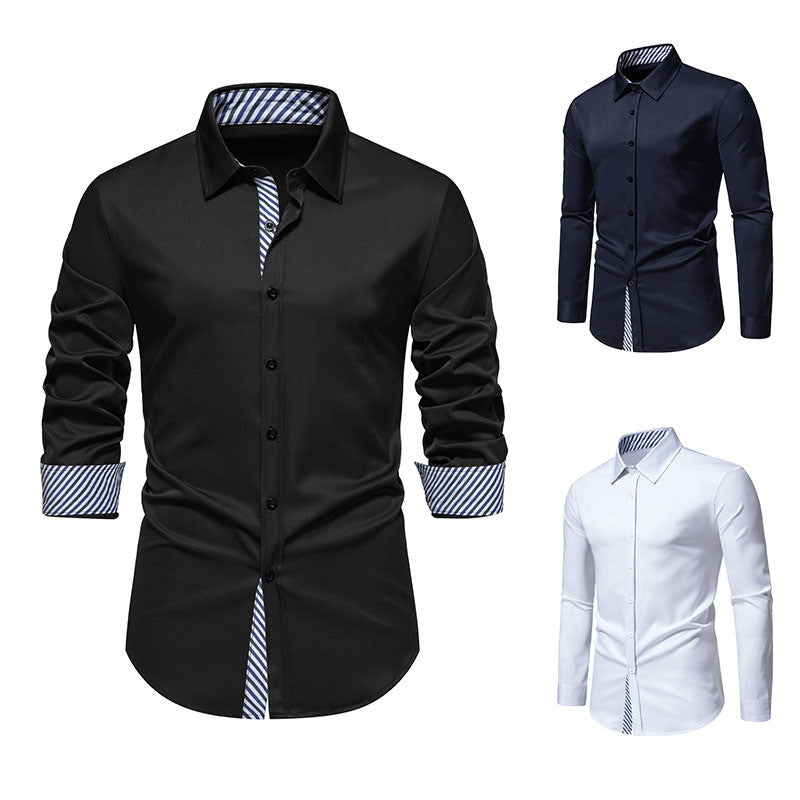 Men's Long Sleeve Shirt with Modern Contrast Design Skorter