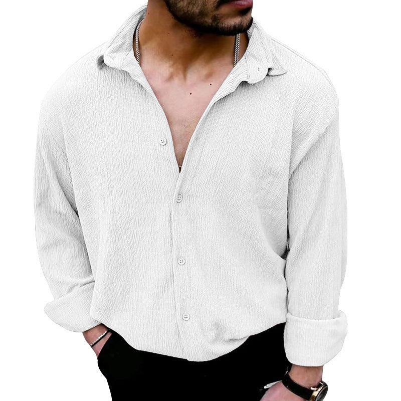 Men's timeless long-sleeve shirt with textured upper material and modern collar Skorter