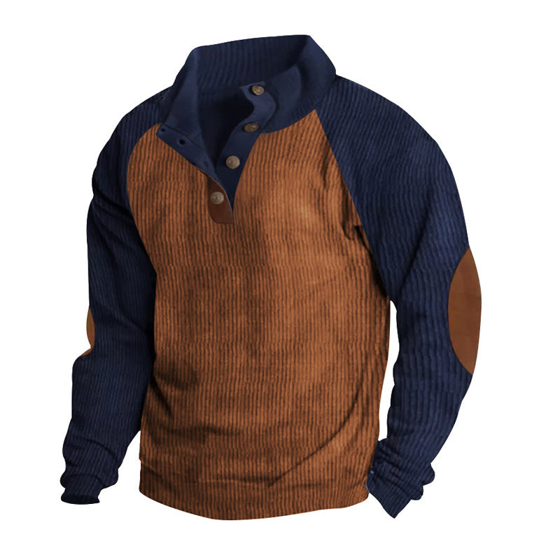 Men's structured pullover shirt with button placket and leather details Skorter