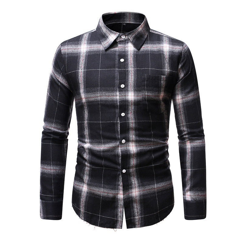 Men's Stylish Checkered Long Sleeve Shirt made of Soft Cotton Skorter