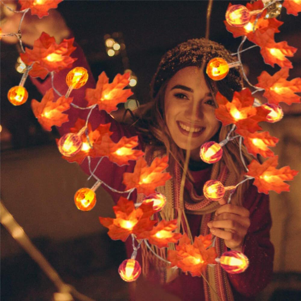 Skorter | Maple Leaf Pumpkin LED Lights Festival Party Decoration Battery String Lights