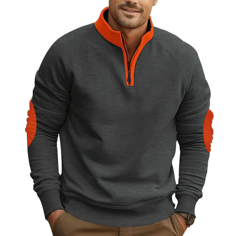 Men's sporty sweatshirt with stand-up collar and trendy contrast details Skorter