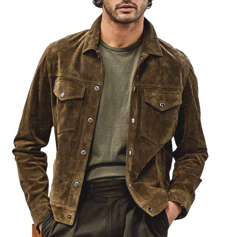 Men's suede jacket in a casual style with practical pockets Skorter