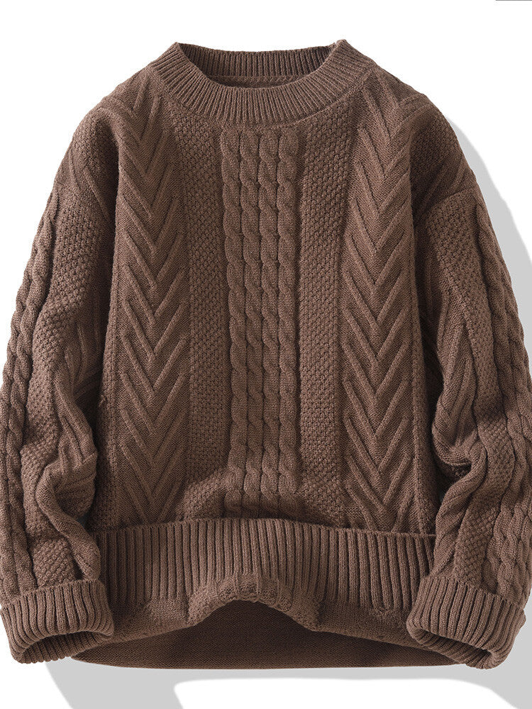 Men's chunky knit sweater with cable pattern and casual cut Skorter