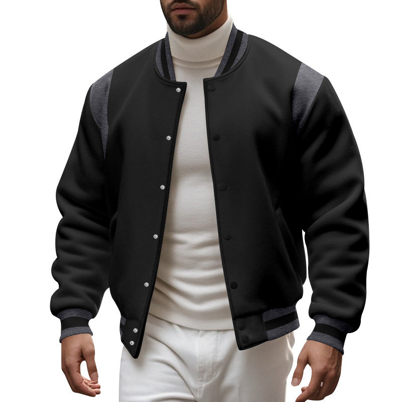 Men's Sporty College Jacket with Modern Design and Contrast Sleeves Skorter