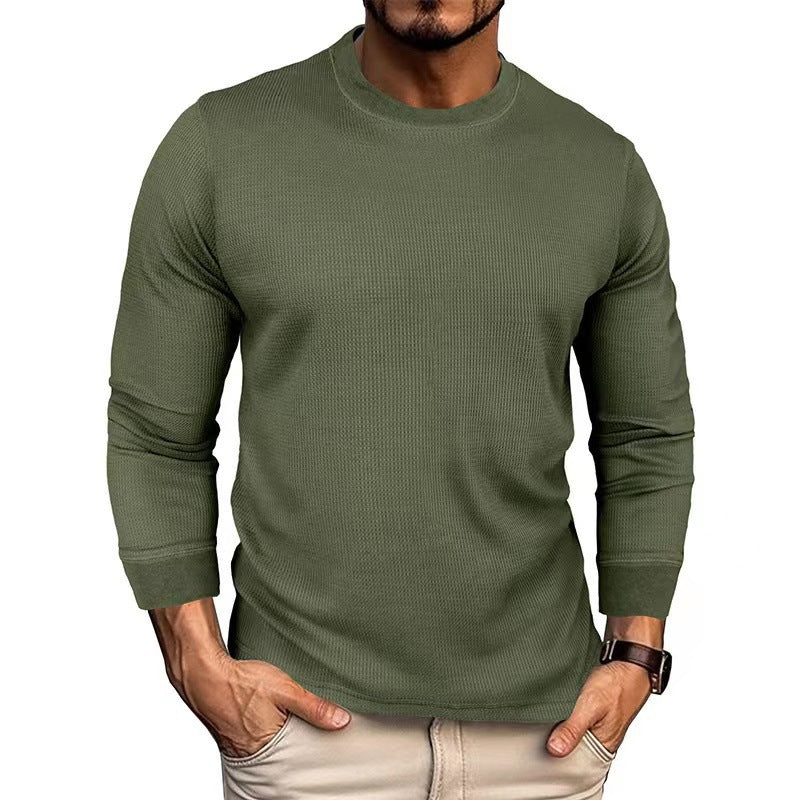 Men's Fashion Long Sleeve Shirt with Textured Ribbed Look Skorter