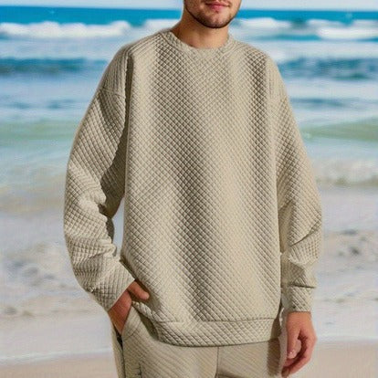 Men's Oversized Sweatshirt with Textured Design and Practical Side Pockets Skorter