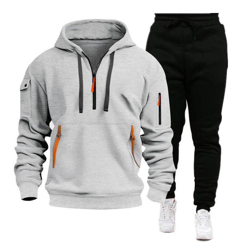 Men's sporty hoodie and jogger suit with functional zip pockets Skorter