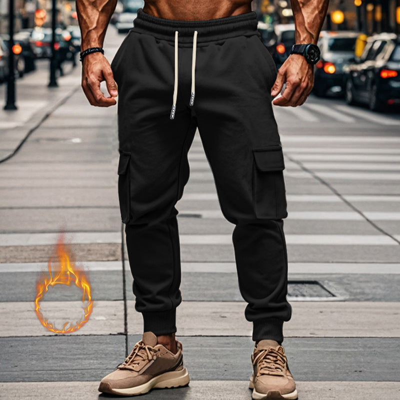 Men's Sporty Cargo Jogging Pants with Elastic Waistband and Practical Pockets Skorter