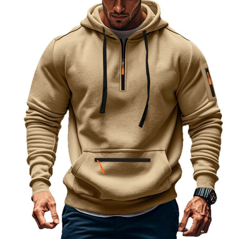 Men's sporty hoodie with practical two-way zipper and side pockets Skorter