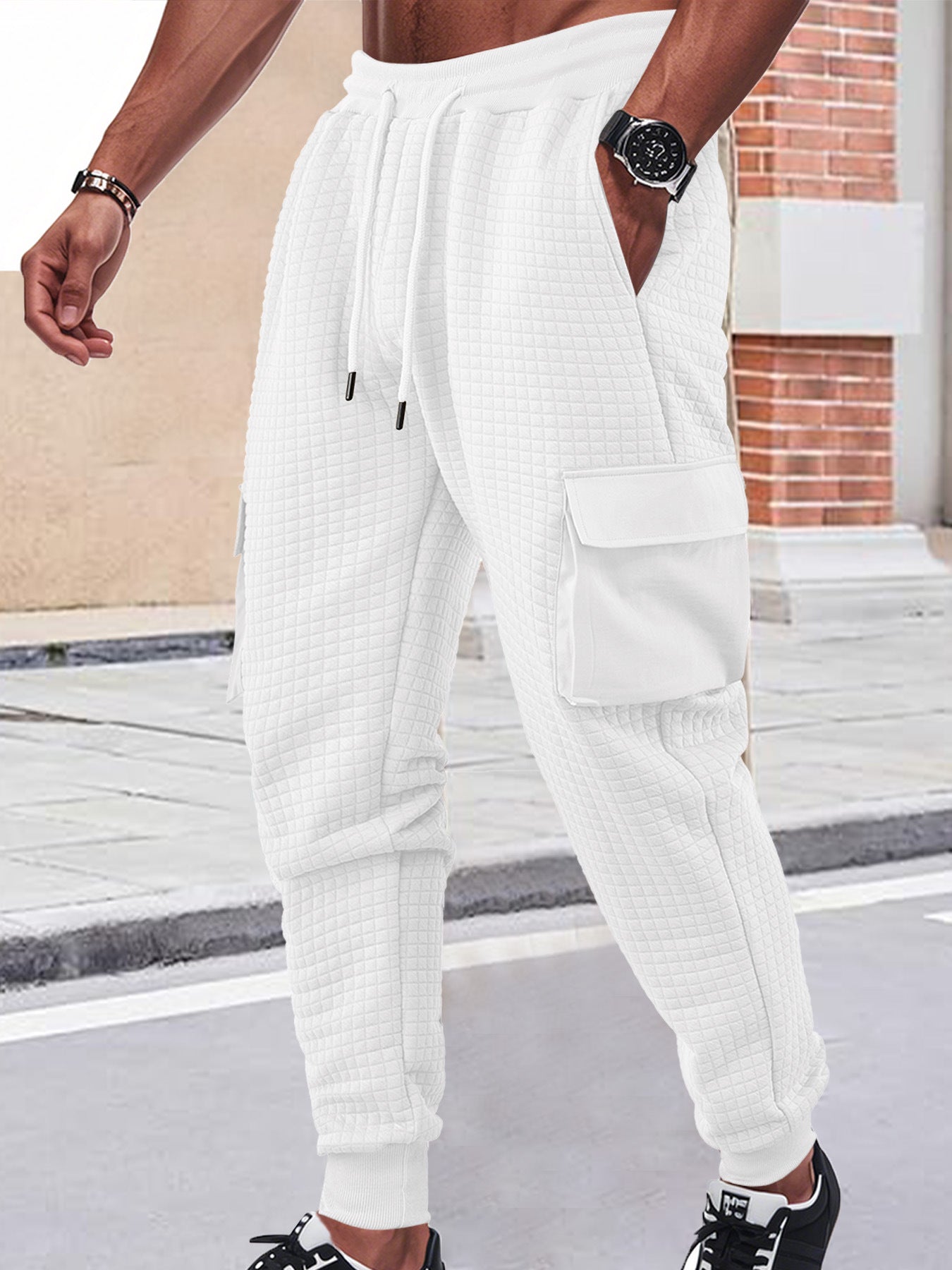 Herr cargo joggingbyxor med andningsbart material och praktiska sidofickor Skorter