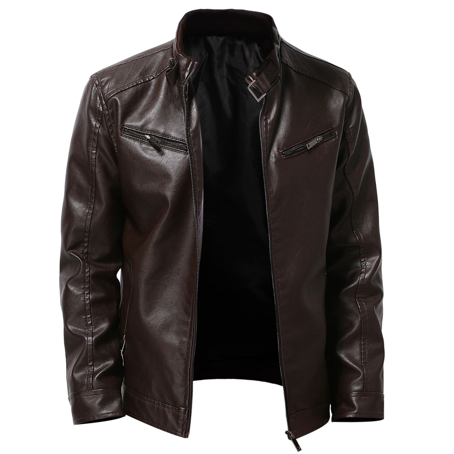 Men's stylish synthetic leather motorcycle jacket in biker style Skorter