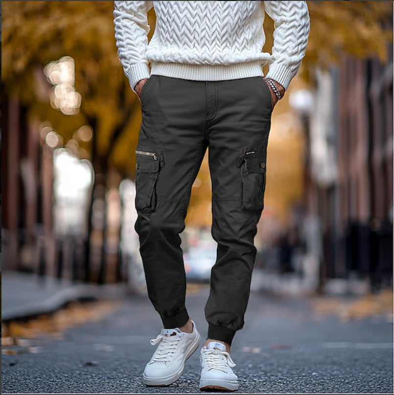 Herr cargobyxor med flera fickor och flexibel passform Skorter