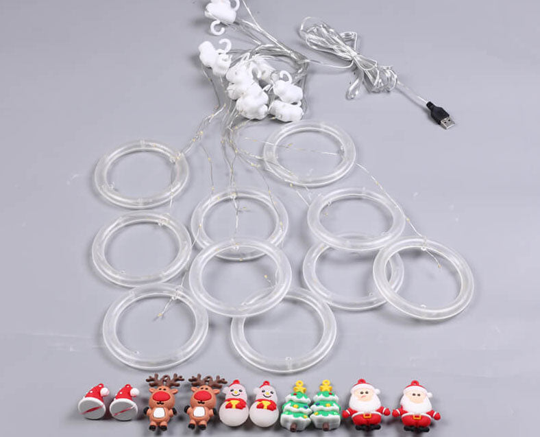 Skorter | Christmas wreath doll hanging decoration 10 LED USB string lights
