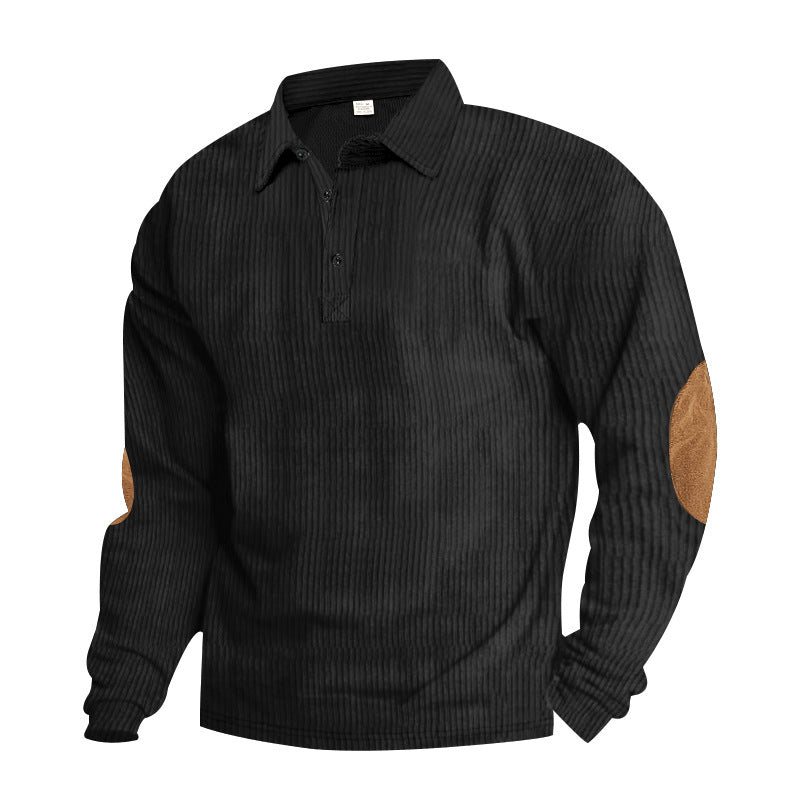 Men's Long Sleeve Shirt with Textured Surface and Trendy Leather Applications Skorter