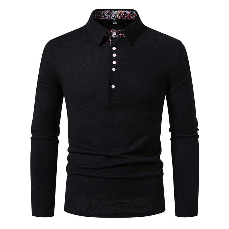 Men's long sleeve shirt with elegant breast pockets and modern stand-up collar Skorter