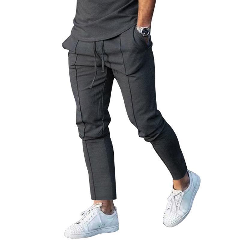Men's Sporty Casual Pants with Side Pockets and Elastic Waistband Skorter