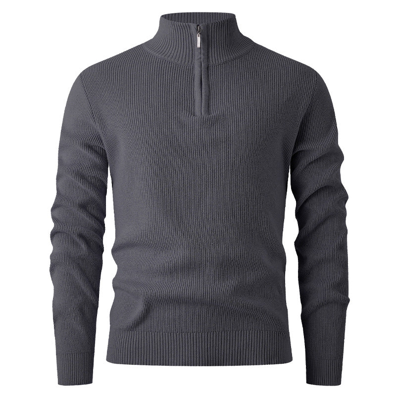 Men's sweater with stand-up collar and additional zipper Skorter