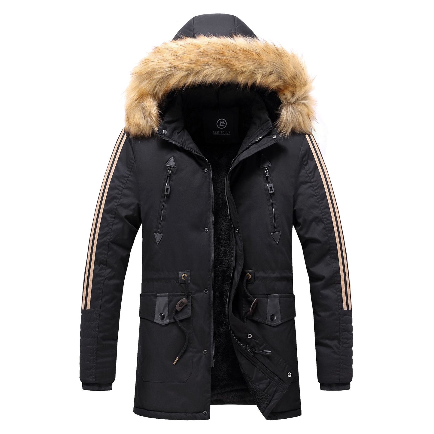 Men's winter parka with detachable faux fur collar Skorter